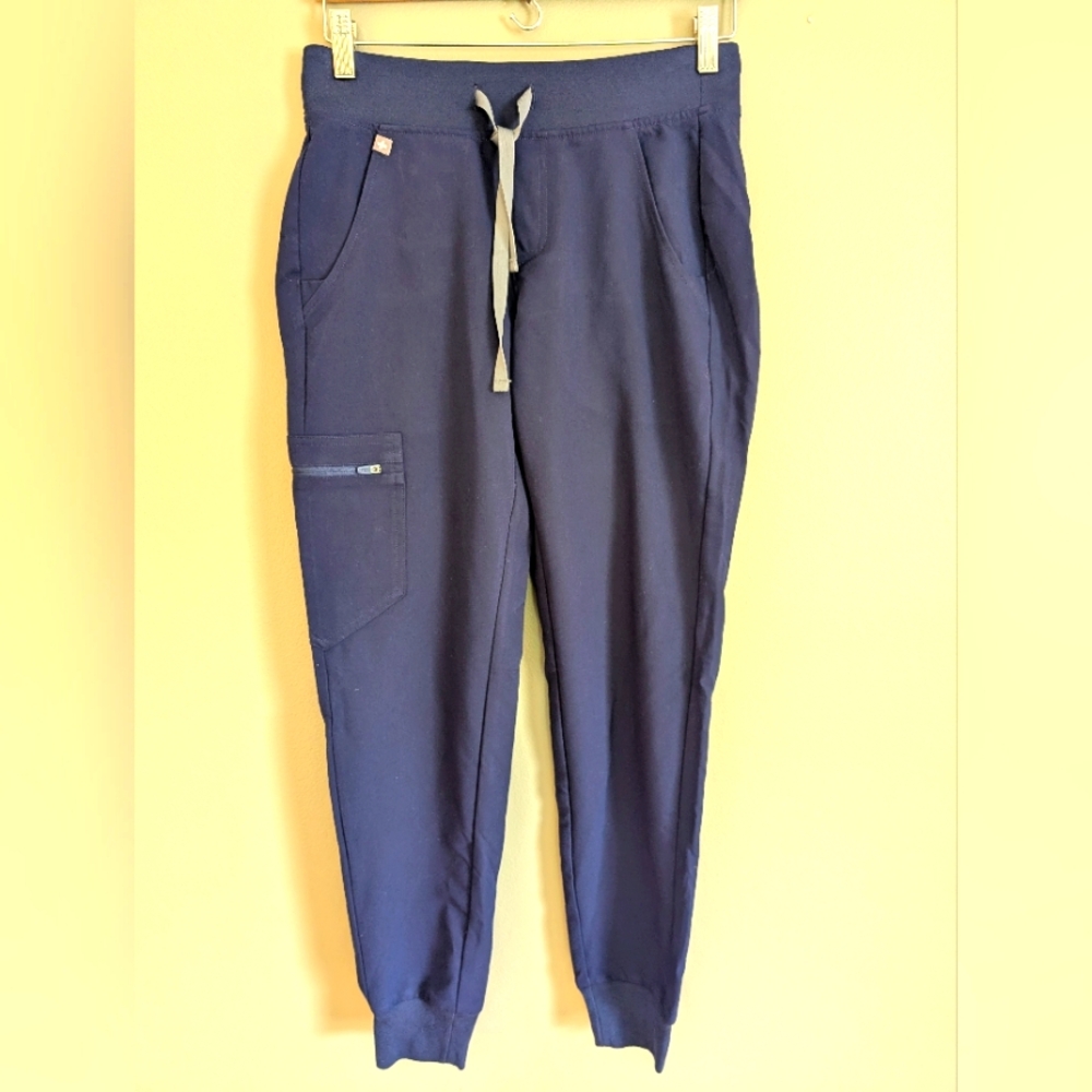 Figs Navy Blue Drawstring Jogger Scrub Pants. X 2 - 1 straight leg